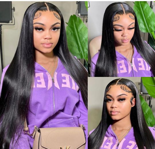Natural Color straight 13*4 frontal lace wig Brazilian human hair wigs for women