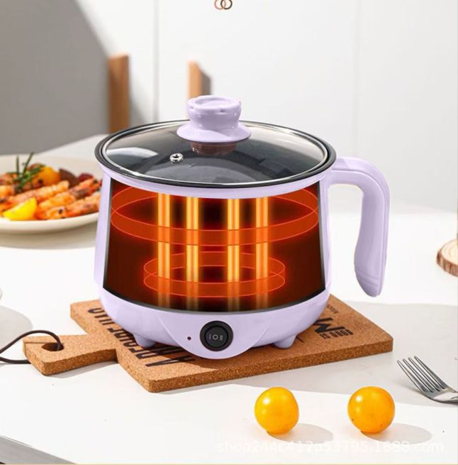 Hot-selling portable multi-functional electric cooking pot, electric hot pot, mini instant noodle pot, with a thickened non-stick inner pot.