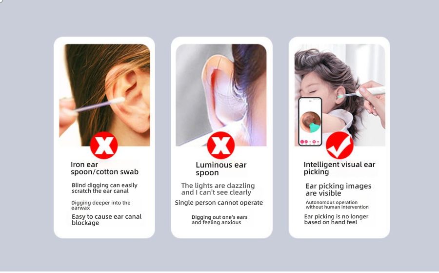 Wireless Smart Visual Ear Cleaner with HD Camera, LED Light, Connects to Phone for Adults & Kids - Safe & Easy Ear Wax Removal Tool 