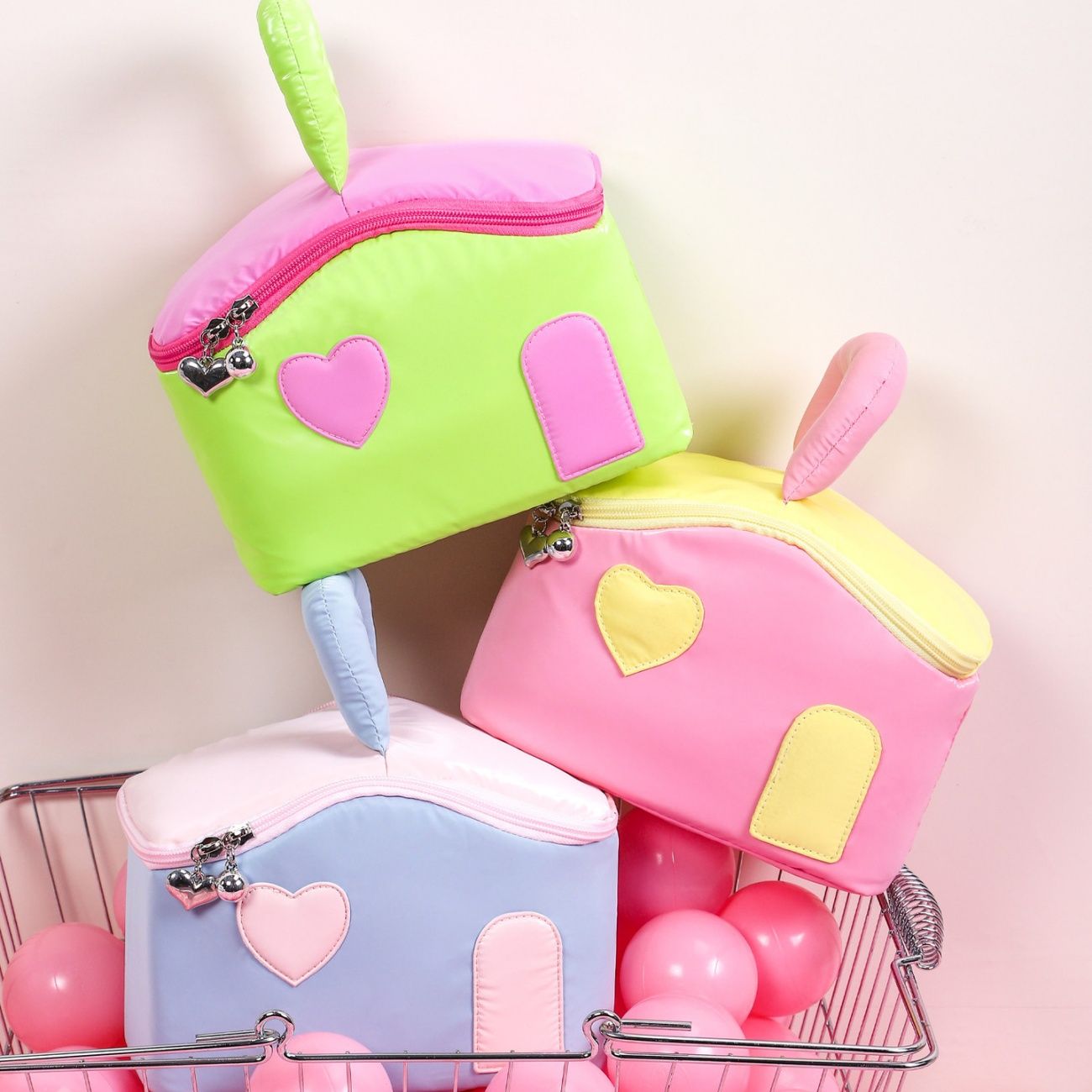 New Original Color-Block House-Shaped Cosmetic Bag, Large Capacity Travel Portable Tagi Makeup Storage Bag & Pouch
