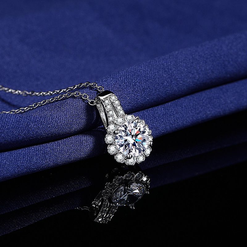 XL-6 925 Sterling Silver Necklace For Women Round Pendent Sparkling Pave CZ Necklace Fashion Anniversary Birthday Jewelry Gifts