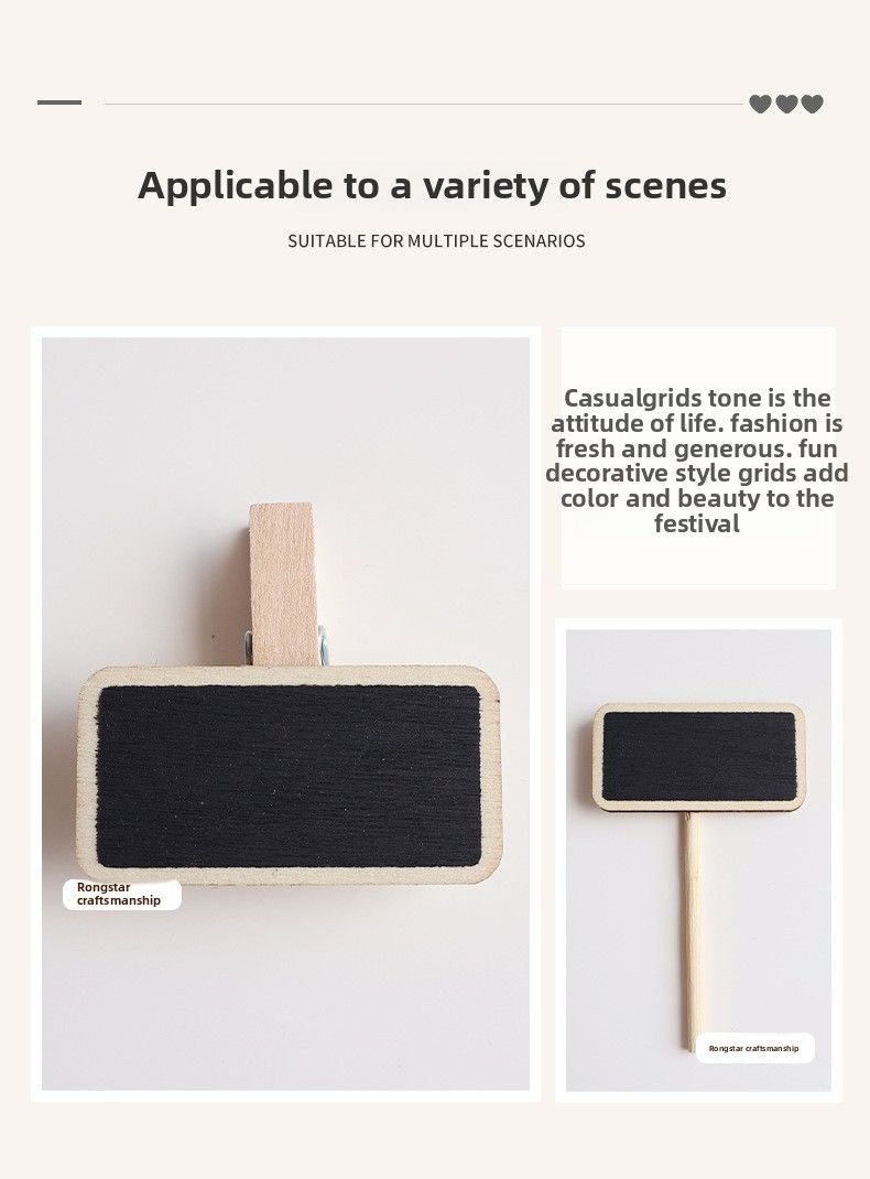 Mini chalkboard clip wooden display price tag sticky note clip mini photo clip small chalkboard