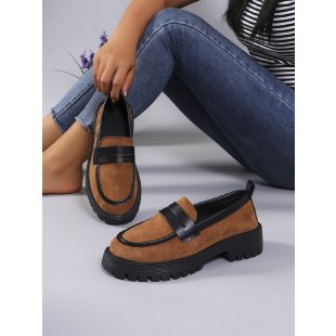 Large size loafer shoes 2024 new single shoe leopard print British style fashion shoes temperament 100 suede women's shoes 099