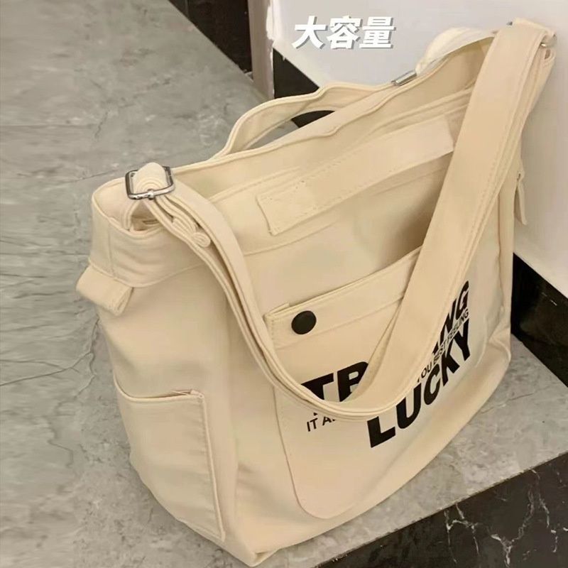 Japanese Harajuku Ins Style Canvas Crossbody Bag Unisex Korean Ulzzang Large Capacity Shoulder Messenger Bag for Students
