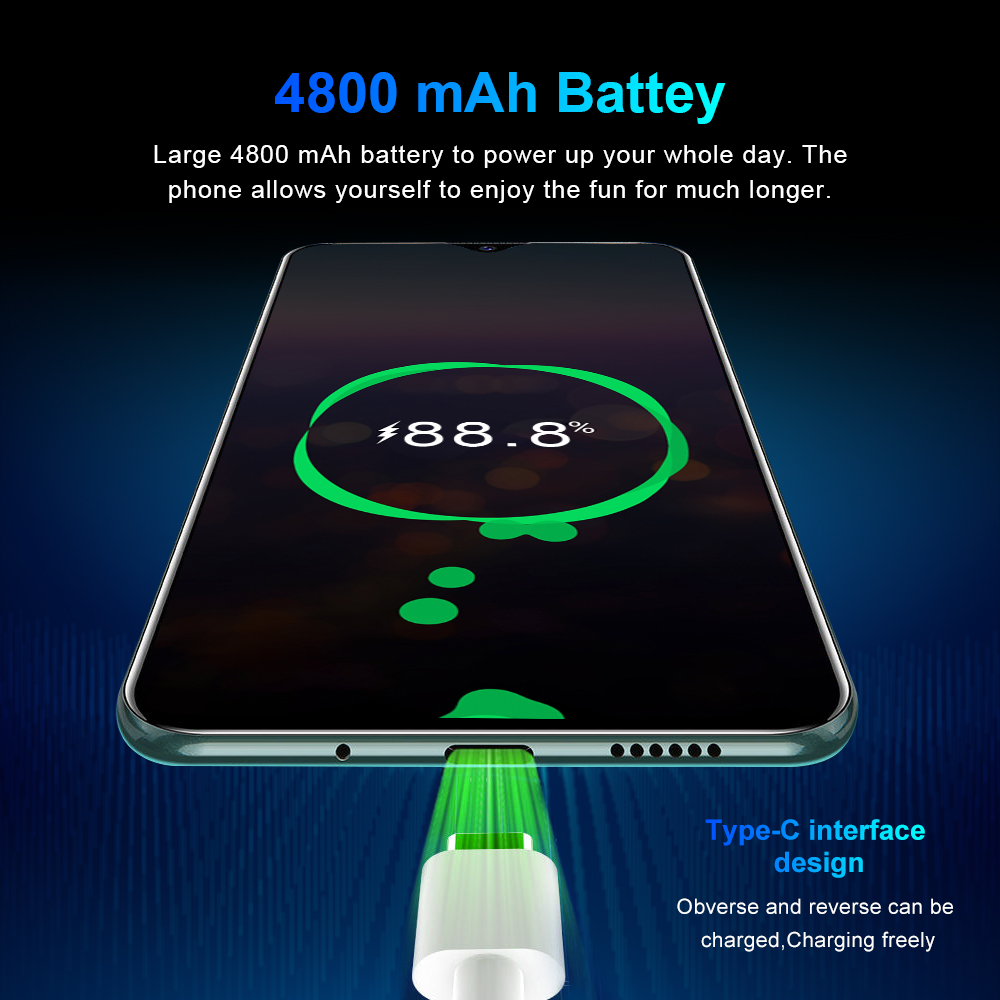 S30U Plus Smartphone 6.8Inch Full screen 8GB RAM+512GB ROM Dual Sim Dual Standby Face Recognition Mobile Phone