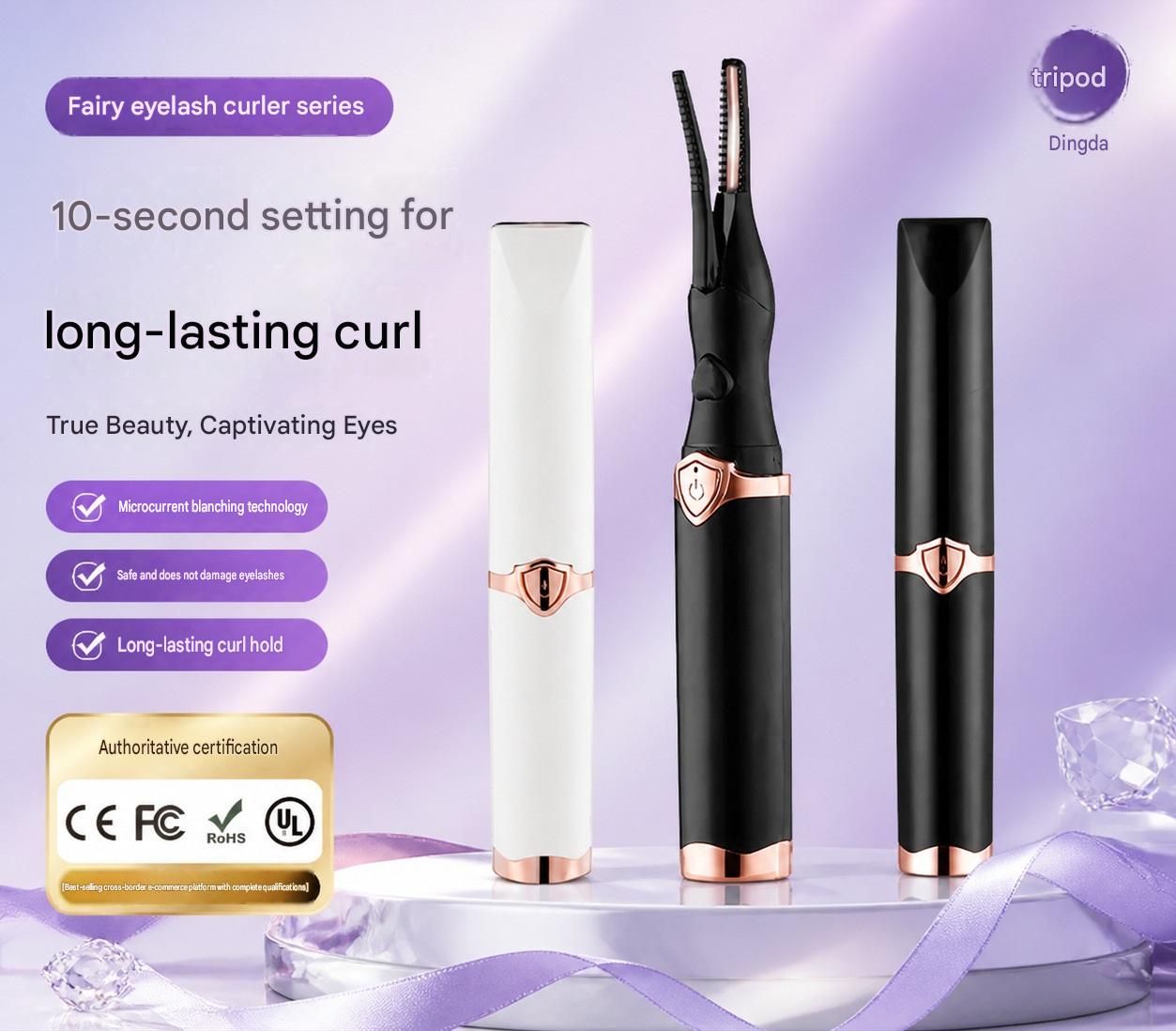 Temperature Controlled Electric Eyelash Curler, Mini Portable Heated Lash Curler, Long Lasting Lash Styling Device for Daily Makeup
