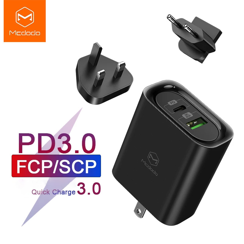 MCDODO 30W PD USB Charger Quick Charge 3.0 Mobile Phone Fast Charging Multi Plug Adapter For iPhone 12 11 Pro Samsung S20 Xiaomi