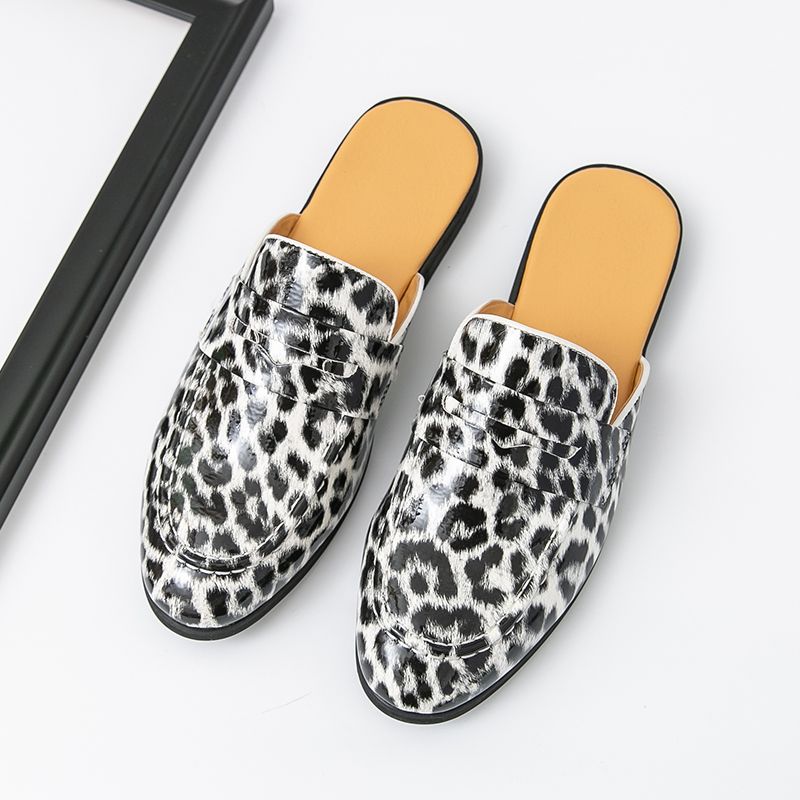Youth Men Leisure Cool Mules Man Summer Slippers Fashion Casual Leather Loafers Flats Shoes Pu Breathable Slip On Footwears For