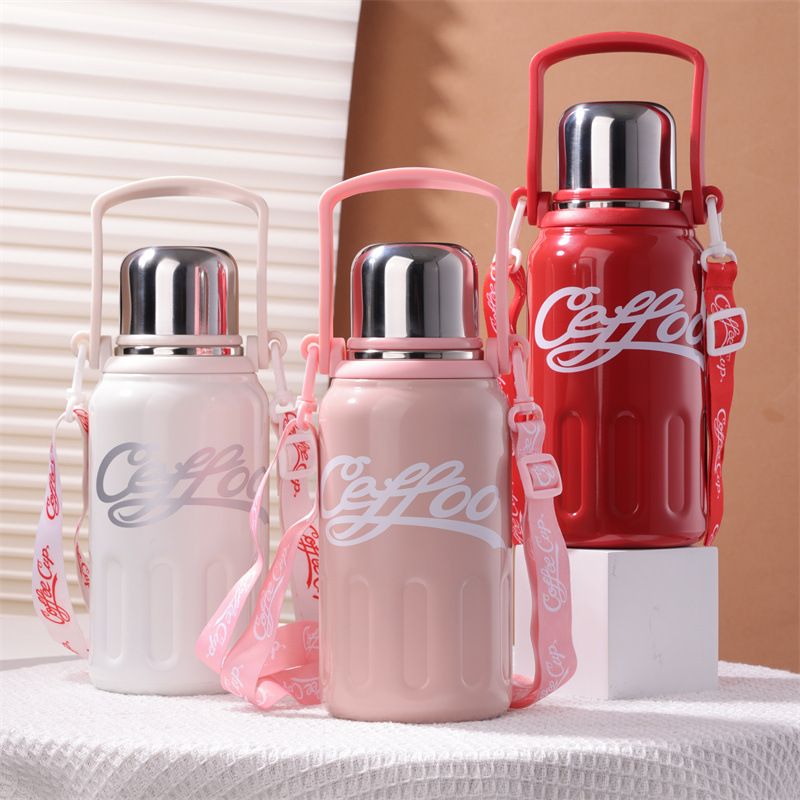 Large Capacity 316 Stainless Steel Insulated Cup Household Big Belly Water Cup Outdoor Portable Handle Cup Vacuum Cup Vacuum Bottle