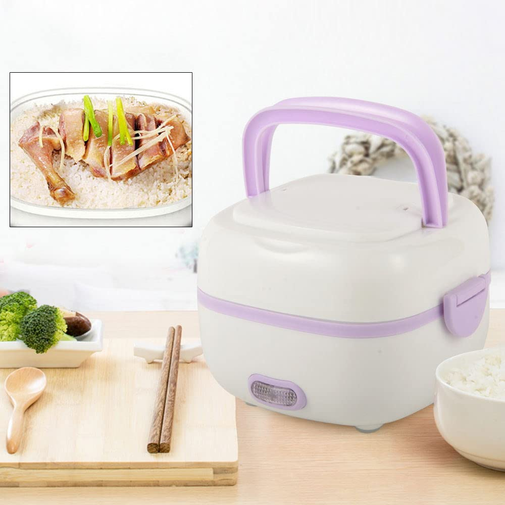Purple Multifunctional Electric Lunch Box Mini Rice Cooker Portable Food Steamer 1 L 