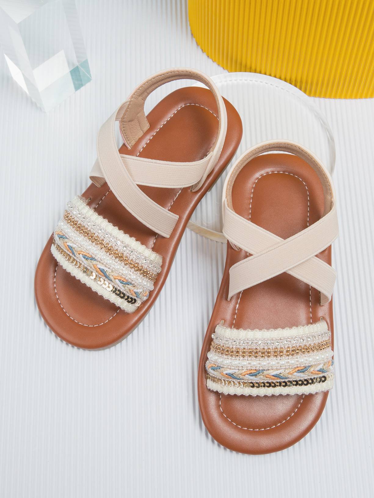 Children's Summer New Soft Soled Princess Shoes Flat Elastic Band Casual Sandals