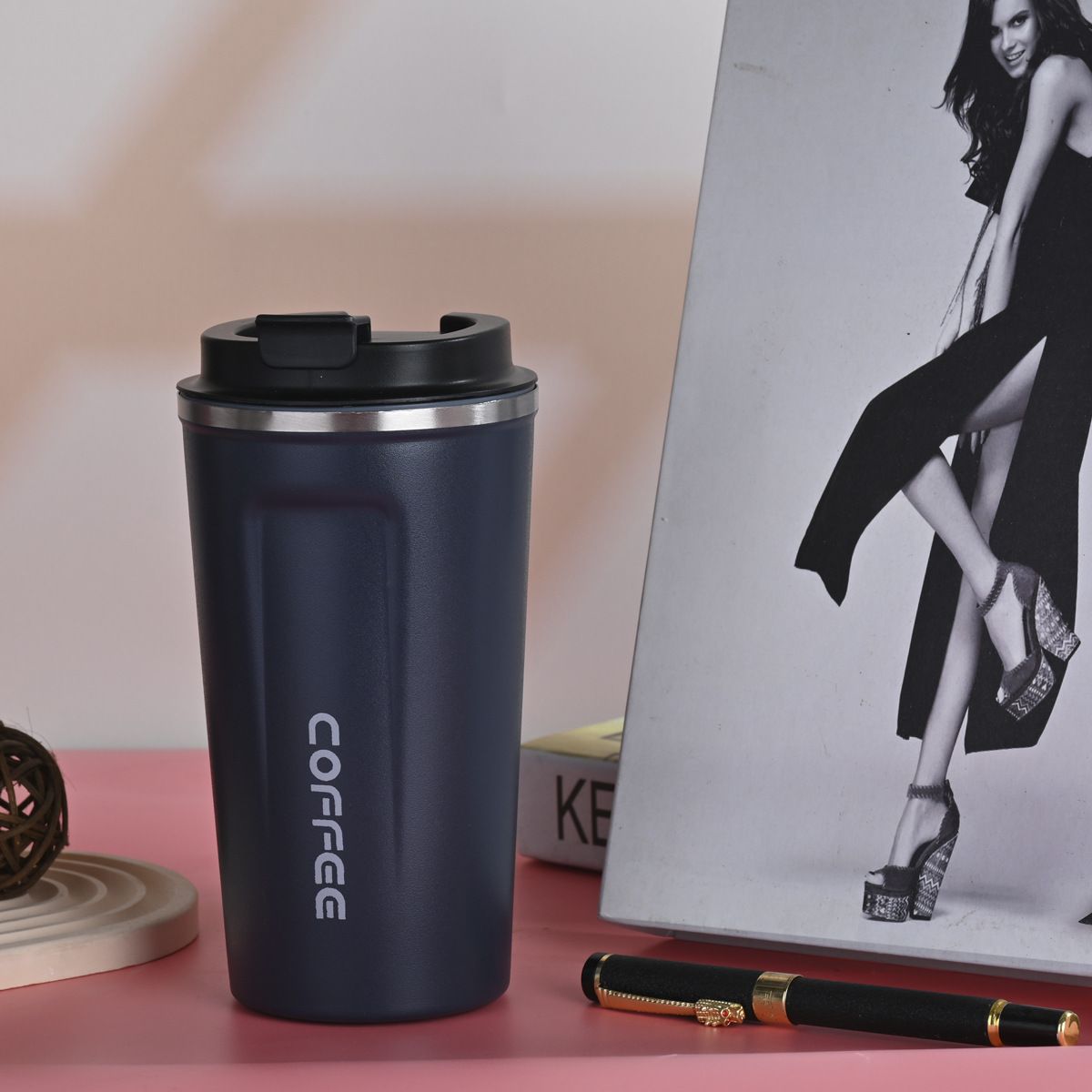 304 Stainless Steel Second-generation Coffee Cup Portable Car Carrying Thermos Cup Business Office Gift Water Cup Water BottleBlue