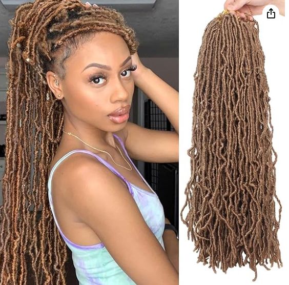 Obaasima Strands Faux Locs Crochet Hair Long Blonde Pre looped Locs Crochet Hair- Faux Locs Braids Hair Natural Wavy Dreadlock Braids Hair Extensions (27#)