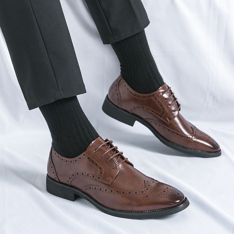 Men Oxford Brogue Leather Shoes Man Elegant Dress Formal Shoe Male Footwears The Suit For Official Office Wedding Party Business