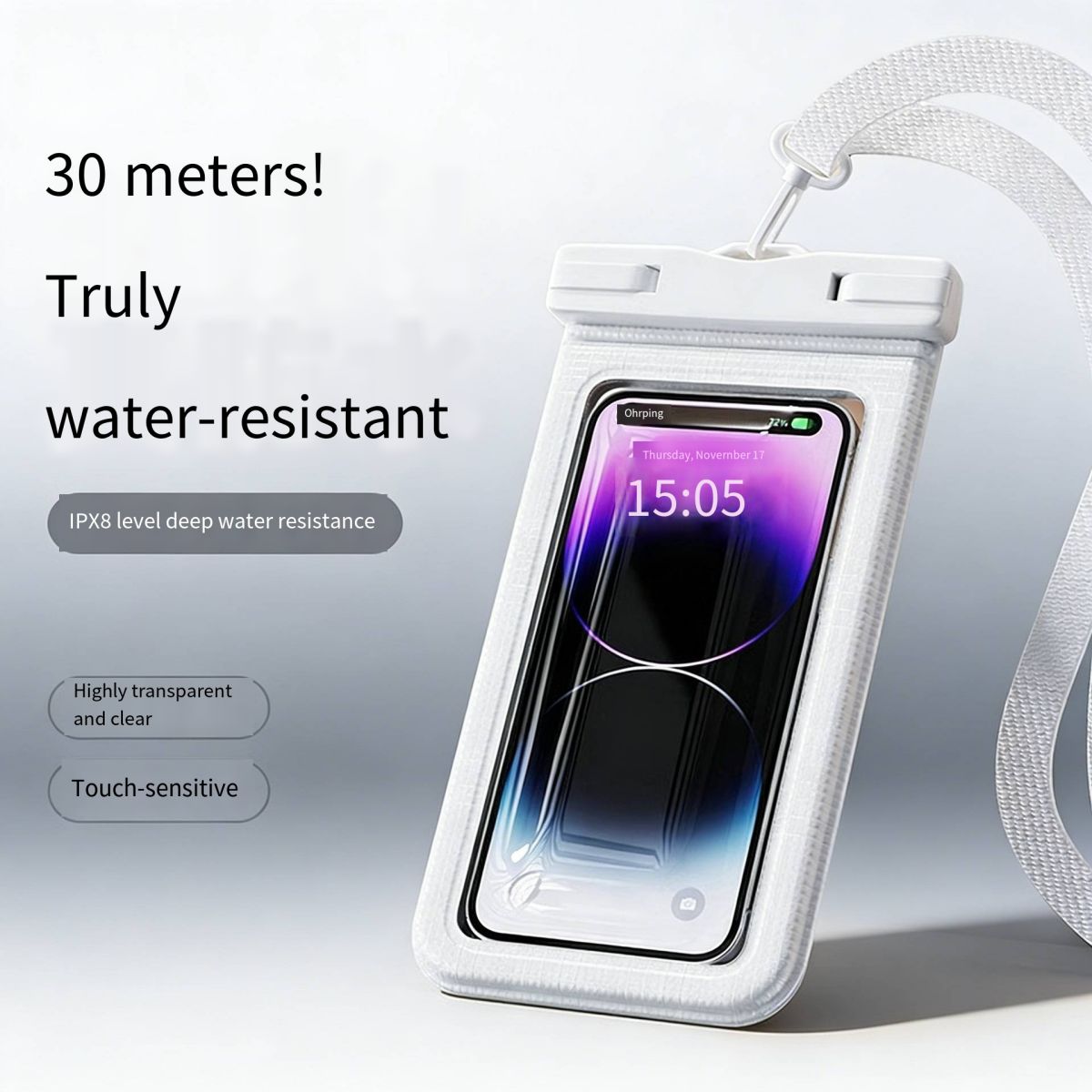  Universal Waterproof Phone Pouch, Full Touch Screen Sealed Waterproof Phone Case, Portable Anti-Water Dustproof Phone Dry Bag with Adjustable Lanyard, Outdoor Protective Cover for Swimming, Rafting, Spa, Beach, Travel Water Activities