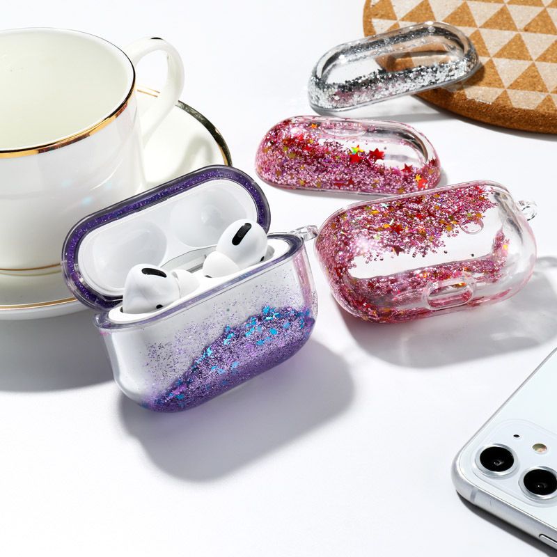 Liquid Quicksand Case For Apple Airpods 2 1 Clear Glitter Sequins Transparent Earphone Case For Airpods Air pods 2 1 hard Covers