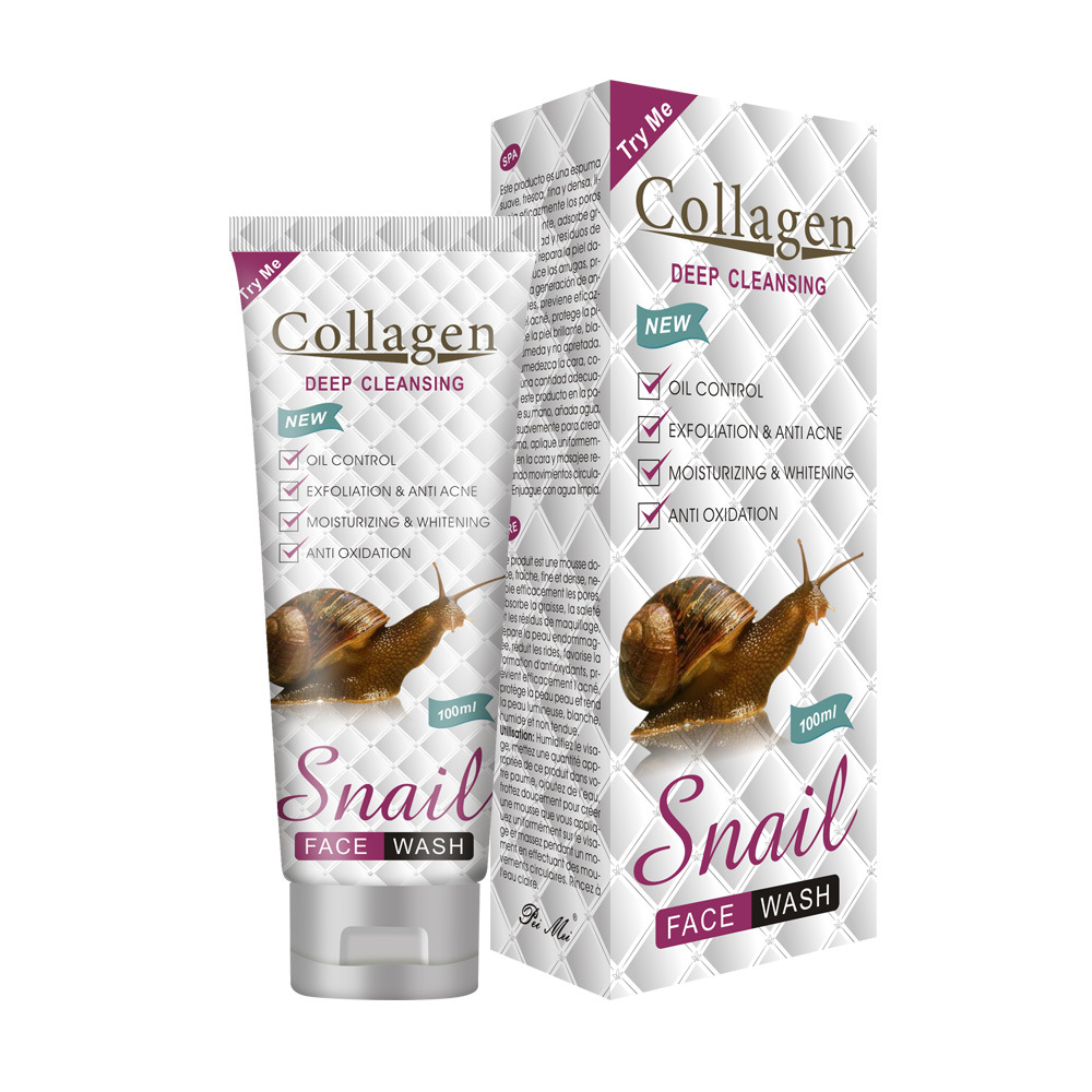 Collagen Deep Cleaning Snail cleanser Facial Cleansing Moisturizing Whitening oil Control Anti Acne Cleanser 100ml