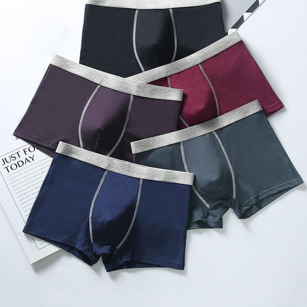 8864 men's underwear solid color breathable comfortable and loose men's boxer briefs cotton panties  4pcs set