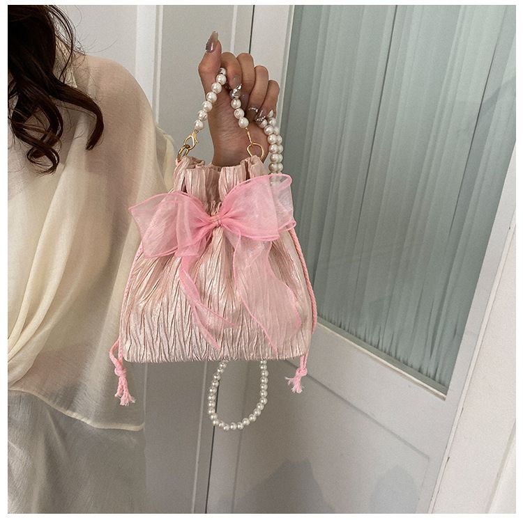 2025 Summer Trendy New Women's Bag, Pearl Pleated Crossbody Bag for Women, Fashion Versatile Single-Shoulder Bag, Korean Niche Texture Ladies' Bag