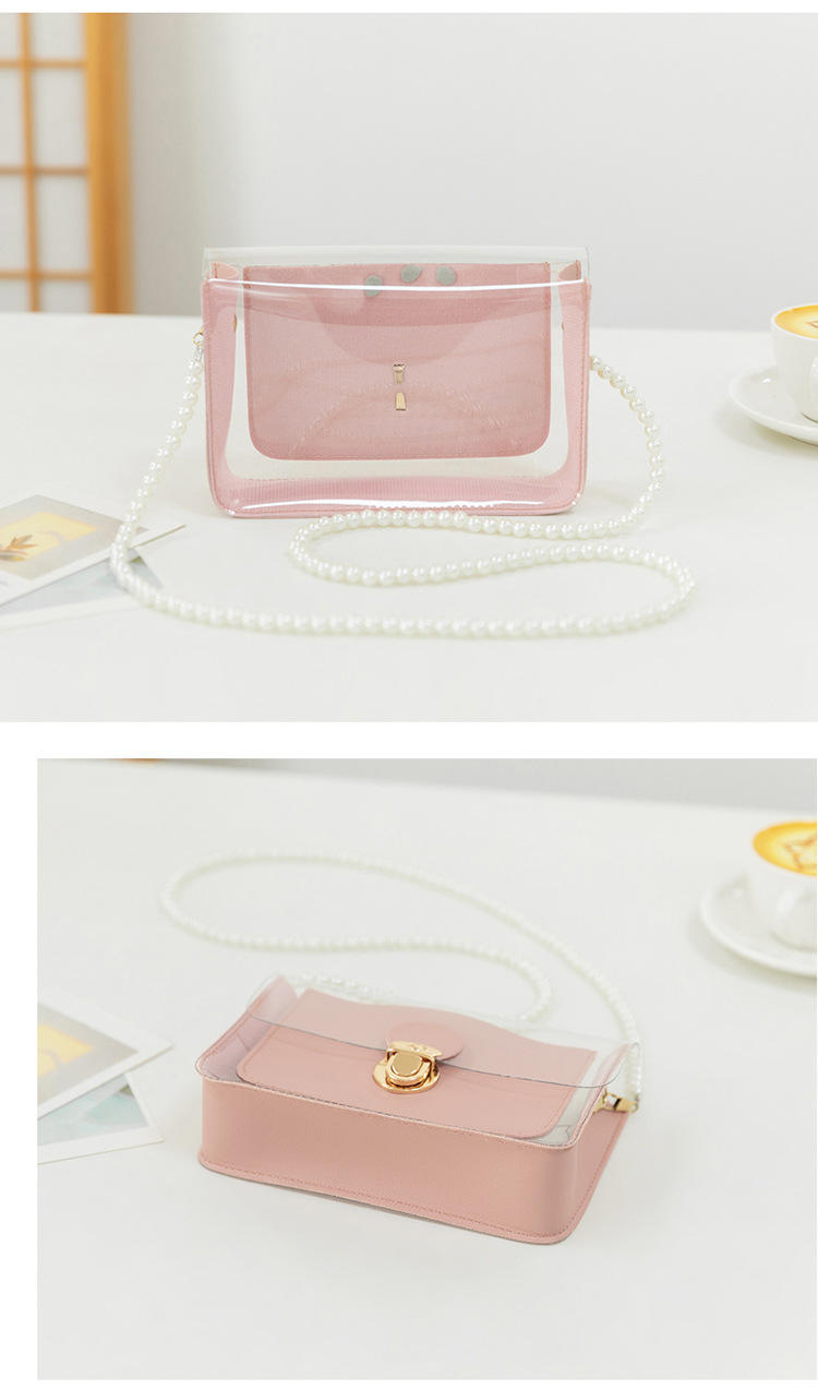 Bags Woman Literary Messenger Shoulder Handbag Pearl chain wrap small clear  The new pu fashion body cross bag lady handbag  pvc new square designer tote handbags hand bags ladies for women