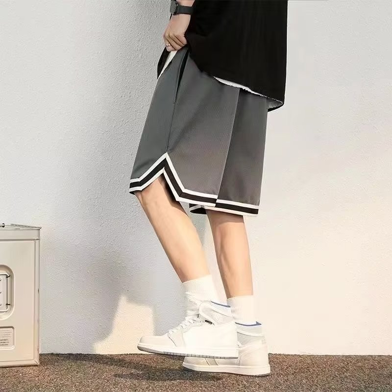 CL U001 Men's Spring and Autumn New Straight Striped Shorts, Loose Solid Color Pants
