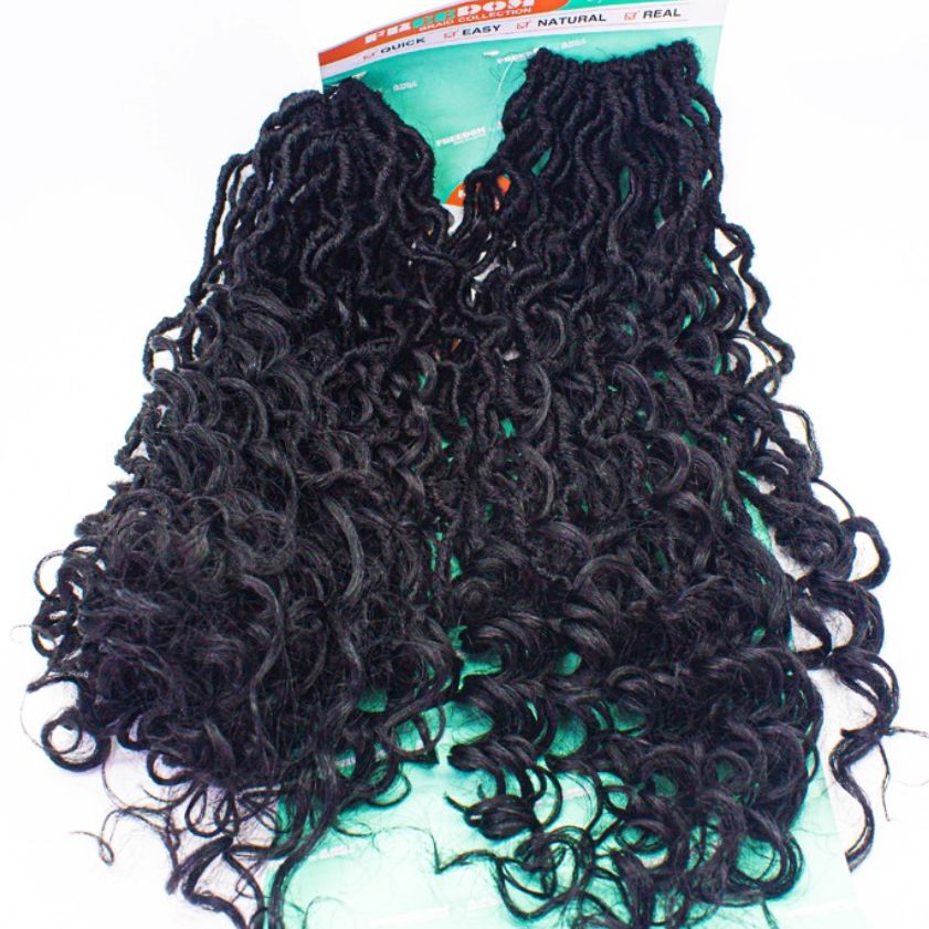 Freedom Natural black deep water wave synthetic hair bundles{10''}
