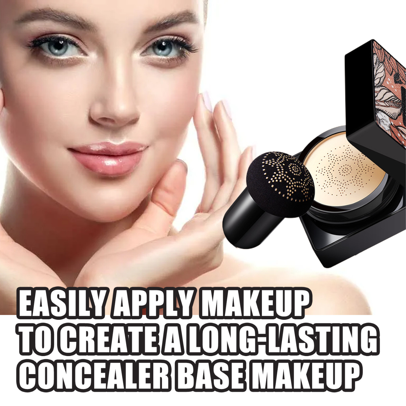Mushroom Head Air Cushion BB Cream,Concealer Lasting Nude Makeup Moisturizing Pigment CC Liquid Foundation, Even Skin Tone Makeup Base Primer