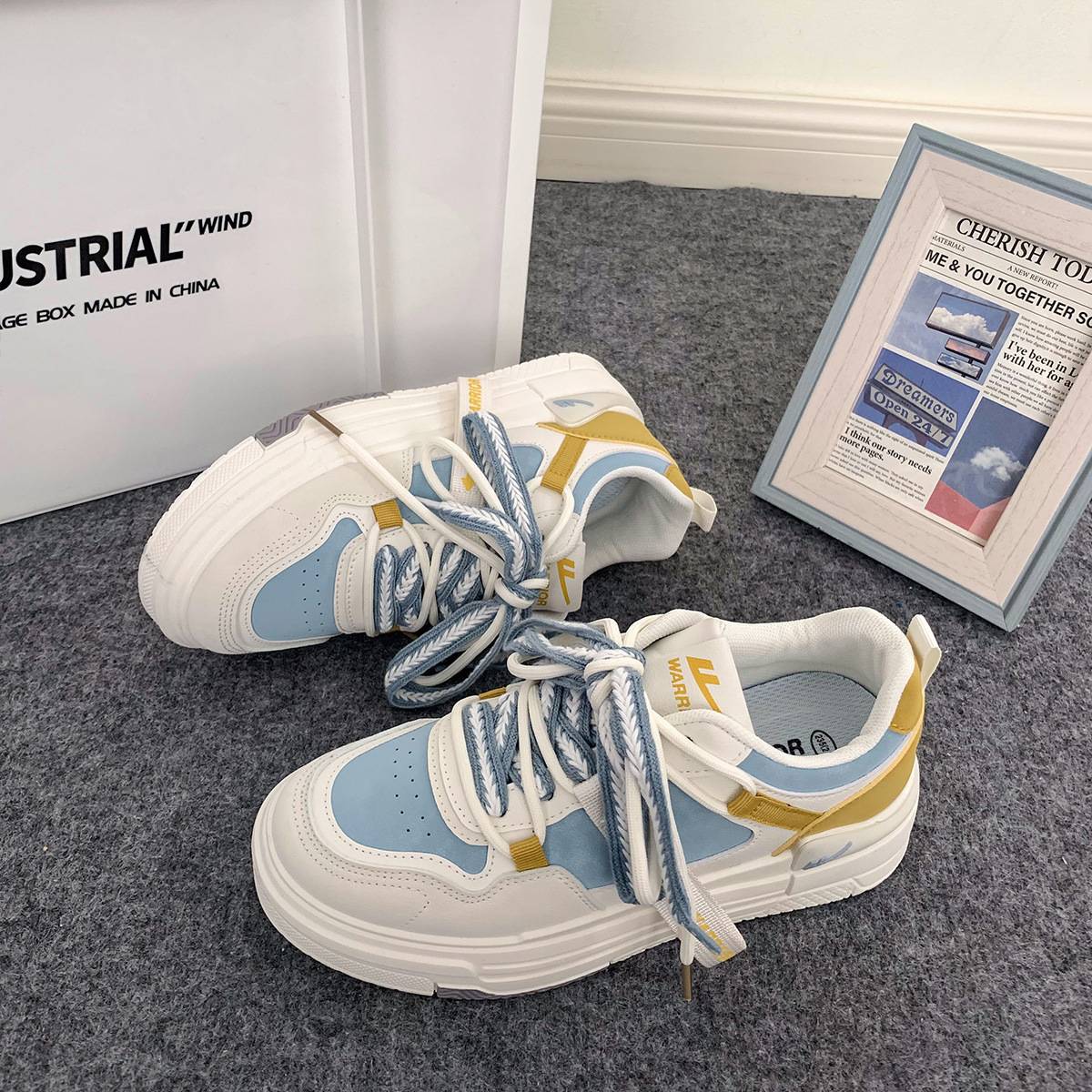 ST12 Women's New Platform Color-Block Lace-Up Shoes Comfortable Casual Sports Small White Shoes