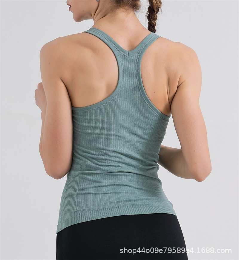 MK-004 Women's Ribbed Racerback Tank Top Sports Bra Running Workout Yoga Top with Built in BraGreen