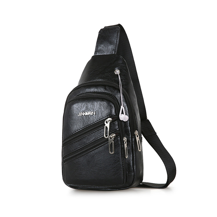 Men's chest bag 2023 new Korean shoulder bag diagonal bag casual fashion trend pu small backpack