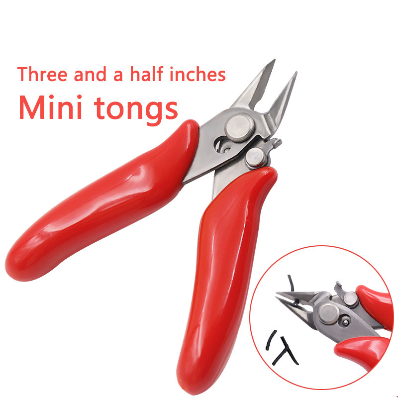 Cozy Cottage 3.5 inch mini Pliers Electronic Pliers with Locking Buckle,Diagonal Pliers,Stainless Steel Cutting Pliers with Red Handle,DIY Ruyi Pliers (2pcs)