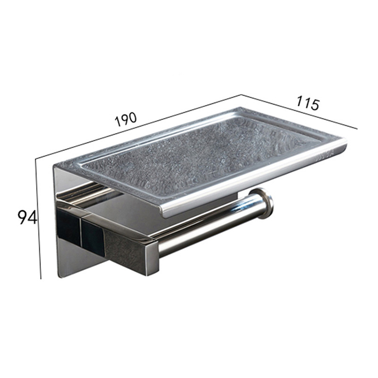 Wall Mounting Bathroom Fitting Wire Drawing Toilet Paper Roll Holder with Mobile Phone Holder Bathroom Accessories