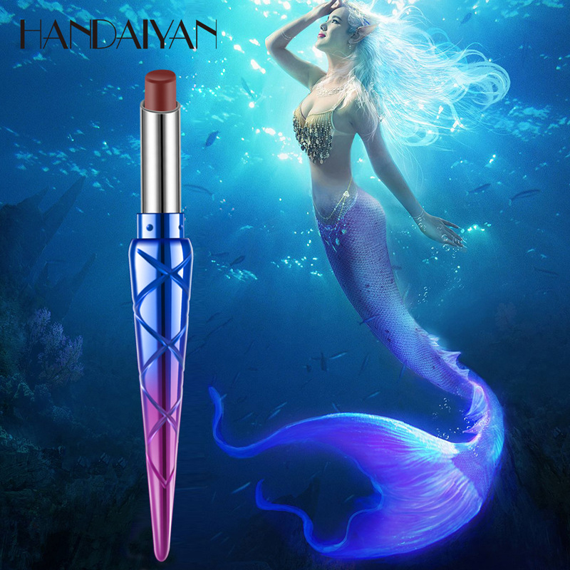 H1032 HANDAIYAN Cigarette Tube Lipstick Pen Mermaid Lipstick Lipstick Natural Vitamin E Matte Lipstick Long Lasting Color