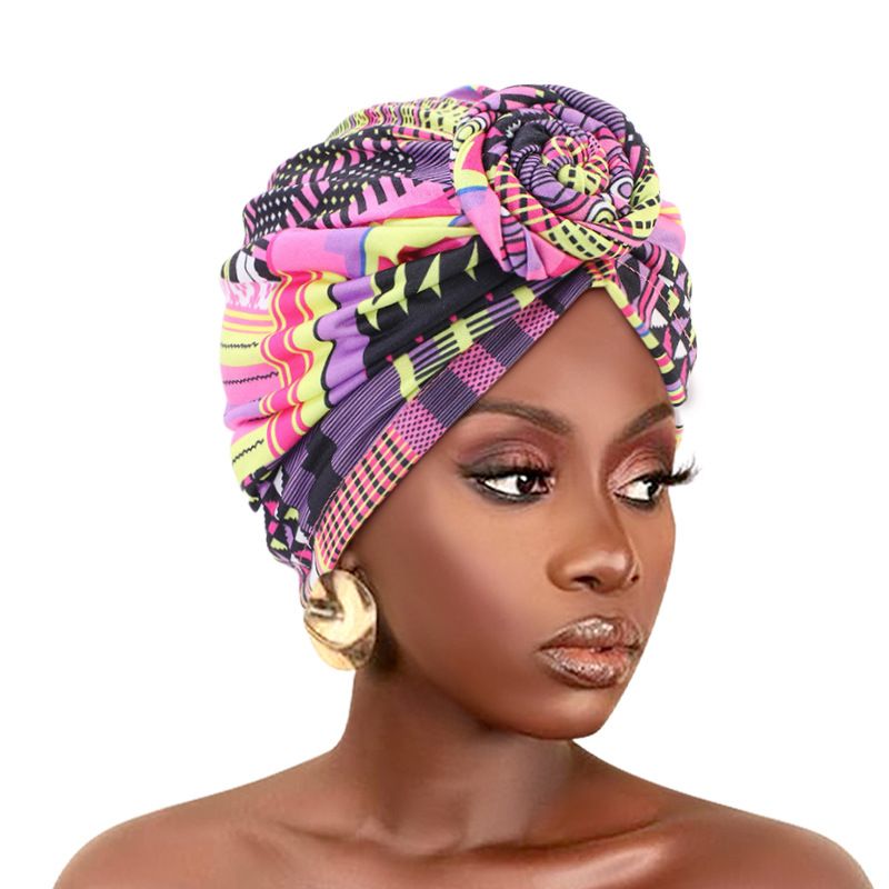 Colorful style headscarf flower headscarf hat elastic print hat sleeping hat