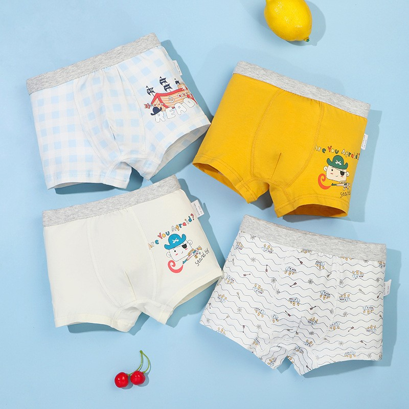 8011 4Pcs/Lot Cotton Kids Boys Underwear Boxer Baby Children Panties Briefs Teenager Underpants 2-14Y
