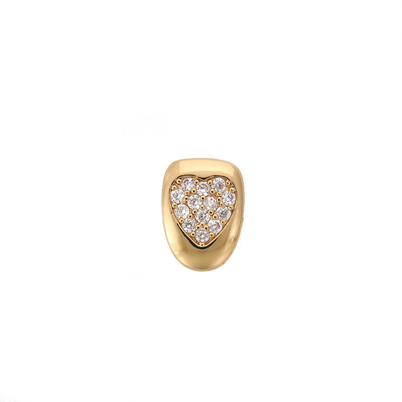 HIPHOP grillz braces single gold/silver inlaid zircon teeth grillz tooth grillz gold teeth silver teeth【Heart inlaid diamond】gold