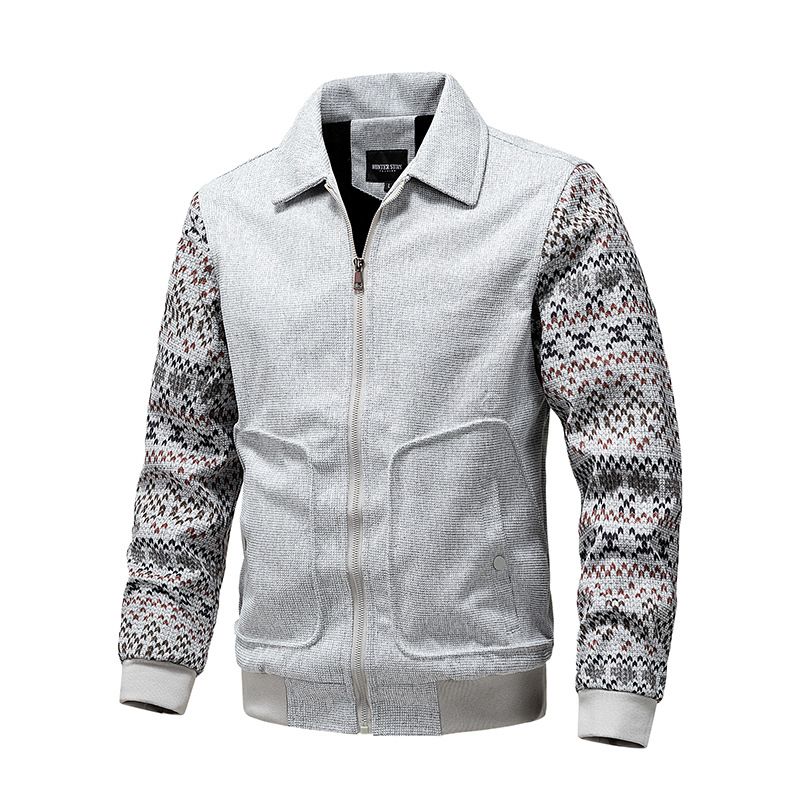 2025 Autumn & Winter New Cross-Border Export Men's Ethnic Style Jacket, Patchwork Slim-Fit Long-Sleeve Coat, Fashion Casual Men's Outerwear