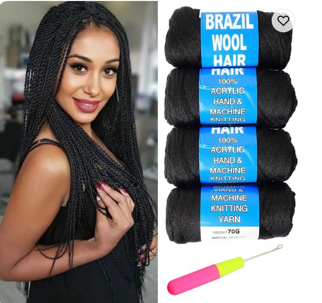 Brazilian Hair Wool For Twists Braiding Cornrows Hair Extensions Black Artificial Hair