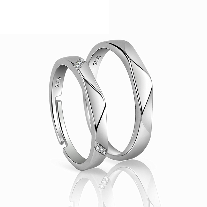 JZ Cut Diamond Couple Ring Women Men Temperament Adjustable Ring