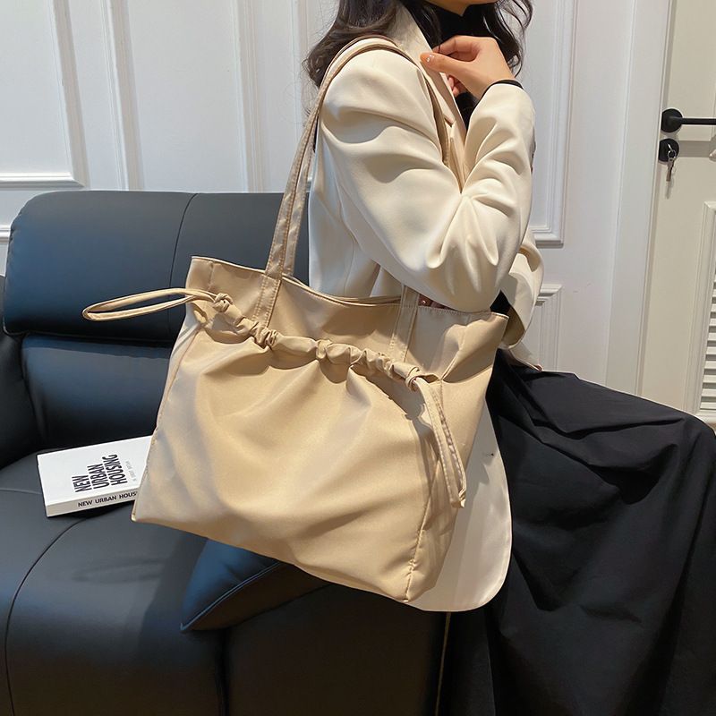 476 Women Shoulder Bags Trendy Waterproof Nylon Messenger Bag Large Capacity Crossbody Bags Portable Drawstring Handbags