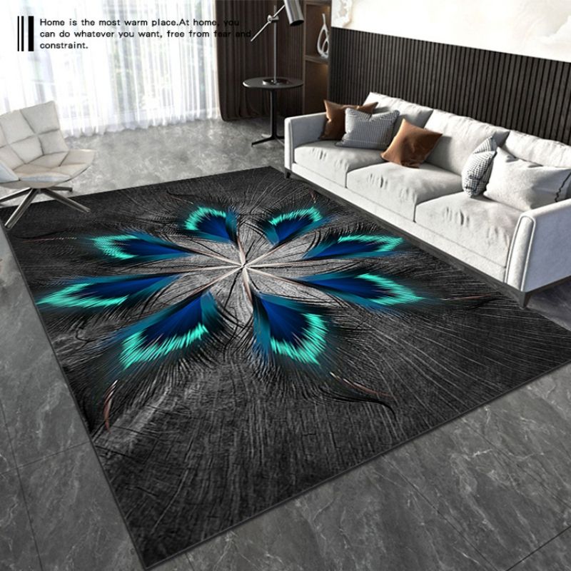 3D visual feather crystal velvet carpet, home decoration living room coffee table bedroom kitchen carpet floor mat free shipping 