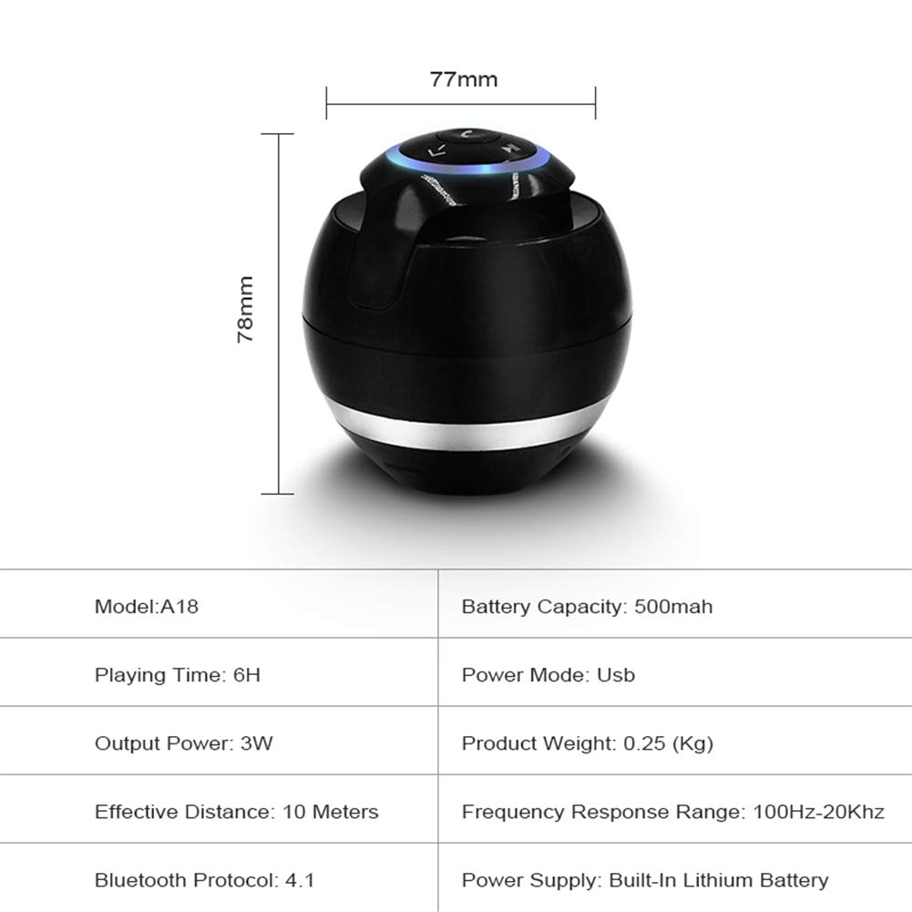 Wireless Bluetooth Speaker Ball Post TF FM Radio MP3 - Black