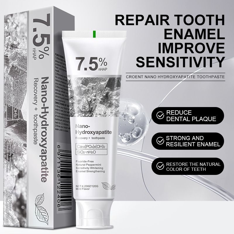 7.5% Nano Hydroxyapatite Fluoride Free Toothpaste, Daily Oral Care Toothpaste, Helps Remove Surface Stains & Protect Tooth Enamel for Brighter Looking Teeth