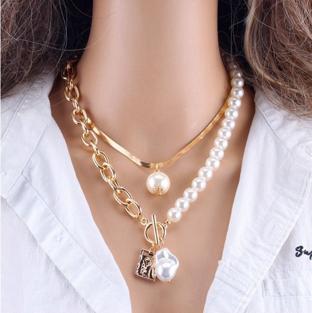 New Arrival: Baroque Pearl & Square Charm Necklace Set – European Fashion Jewelry