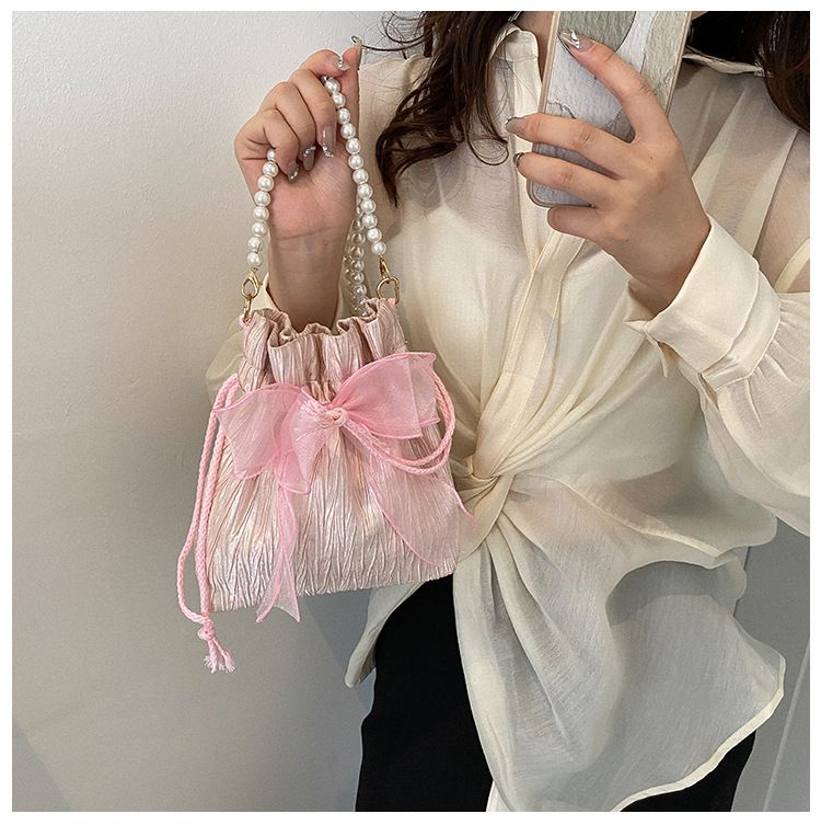 2025 Summer Trendy New Women's Bag, Pearl Pleated Crossbody Bag for Women, Fashion Versatile Single-Shoulder Bag, Korean Niche Texture Ladies' Bag