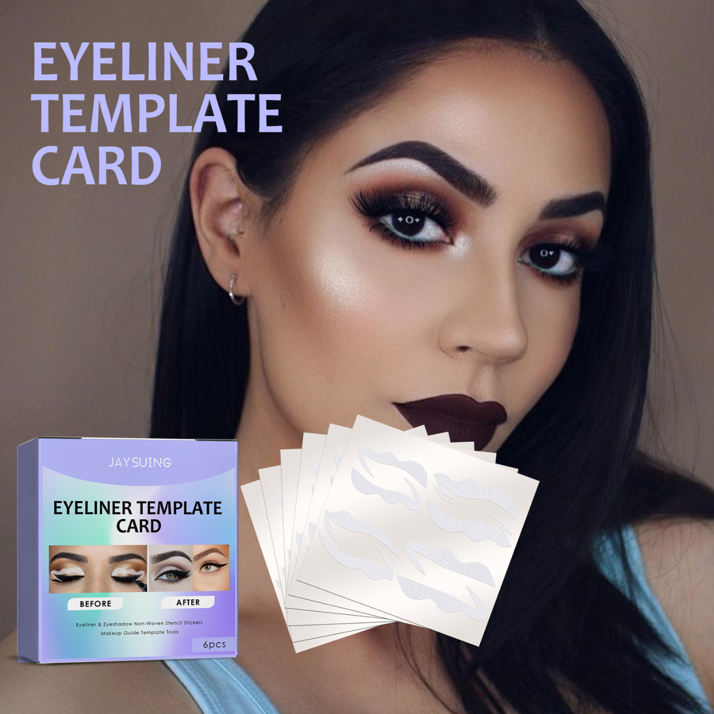 24pcs Eyeliner Eyeshadow Stencils, Cat Eyeliner Stencil Molds Pads, Quick Makeup Tool for Beginners, Artist Supplies Must Haves