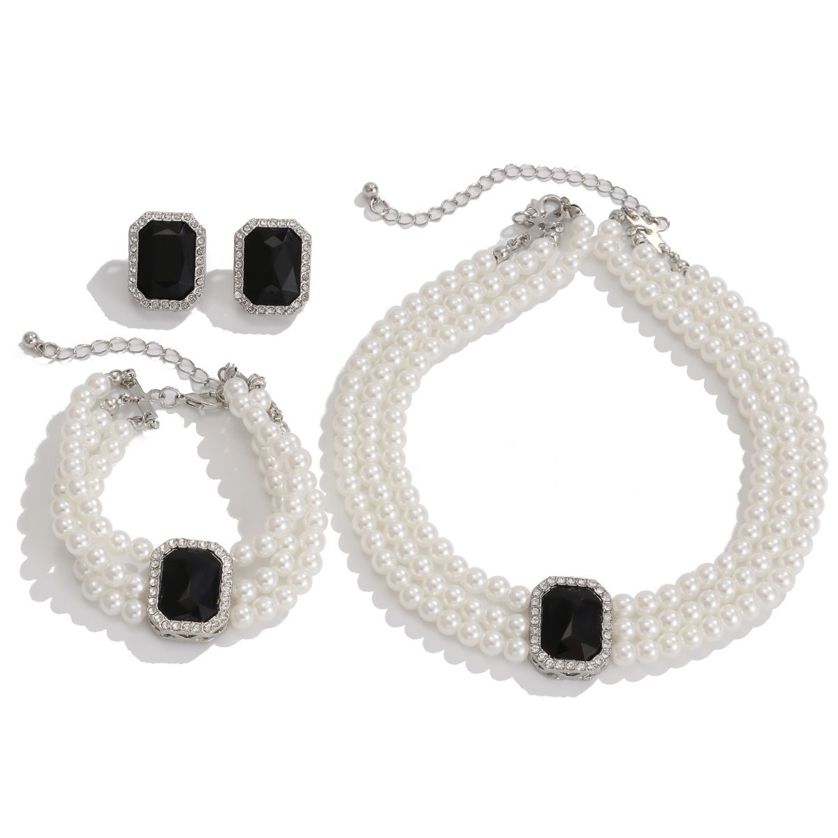 Light luxury high-end pearl necklace set, Christmas gift, friend giftBlack