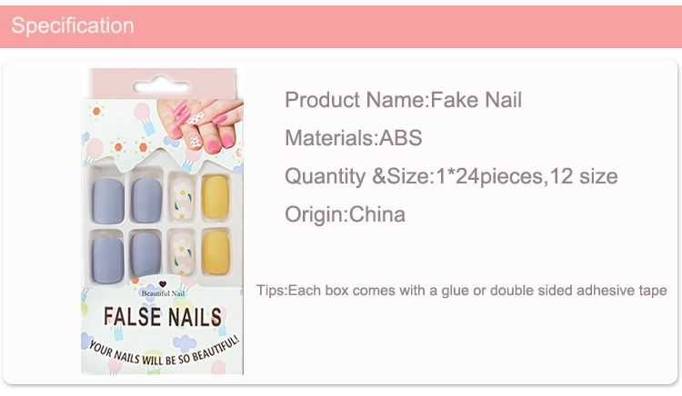 24Pcs/Box Charming Pink Flame Short Ballet Wearable Fake Nails press on Square Head Full Cover Detachable Finished Fingernails