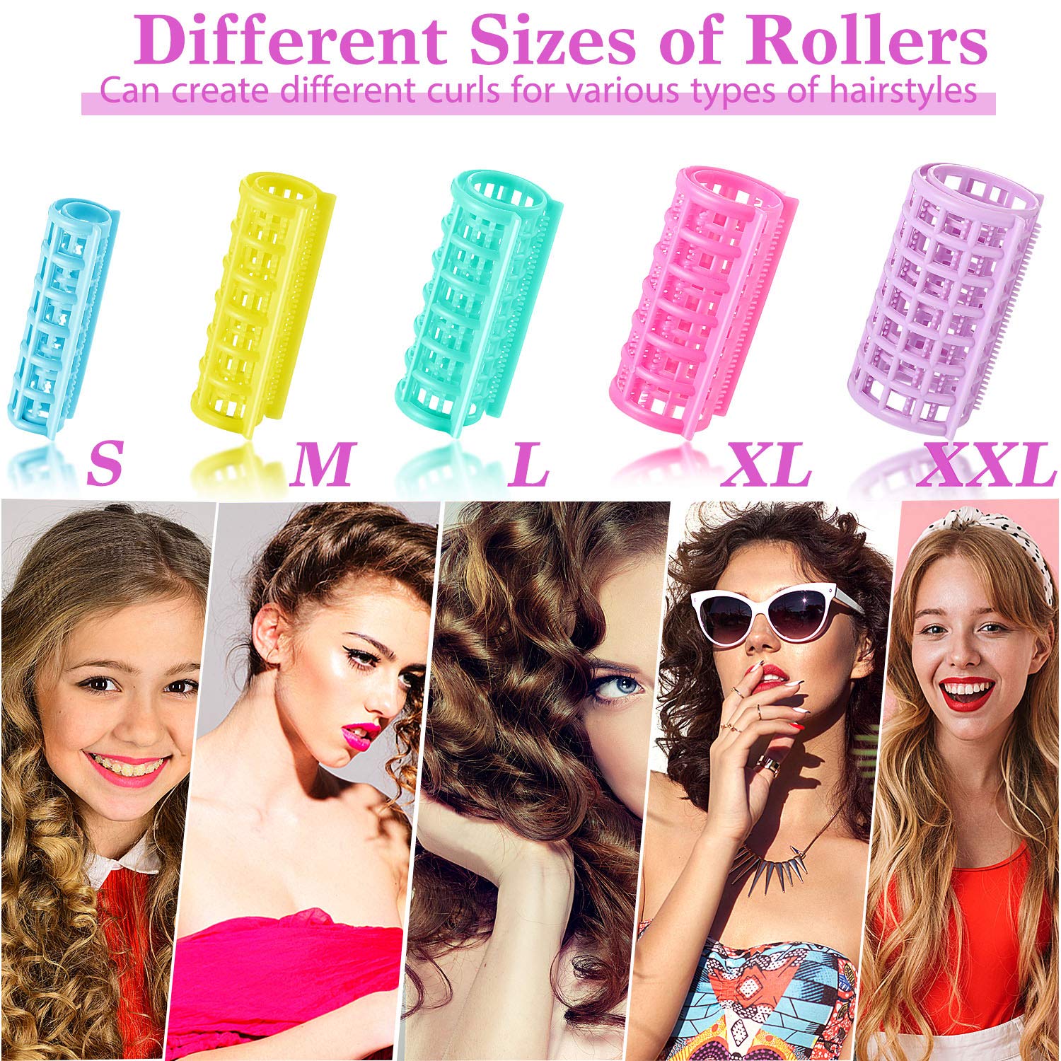30 Pieces Plastic Hair Rollers Curlers Snap on Rollers Self Grip Rollers  Hairdressing Curlers No Heat Hair Curlers for DIY Hairdressing Hair Salon  Hair Barber, 5 Sizes |TospinoMall online shopping platform in