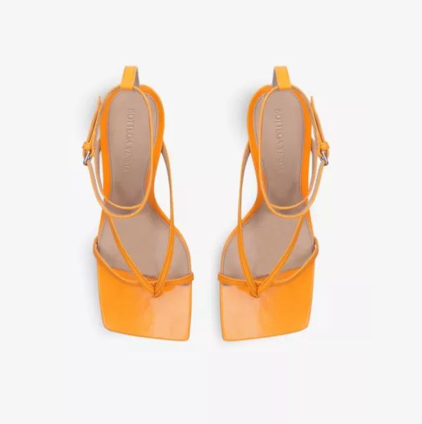 Bottega Veneta Stretch Tangerine Leather Ladies luxury Fashion Brand Square Head High Heels